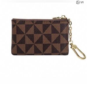 Brown Geometric Keychain Pouch 🤎